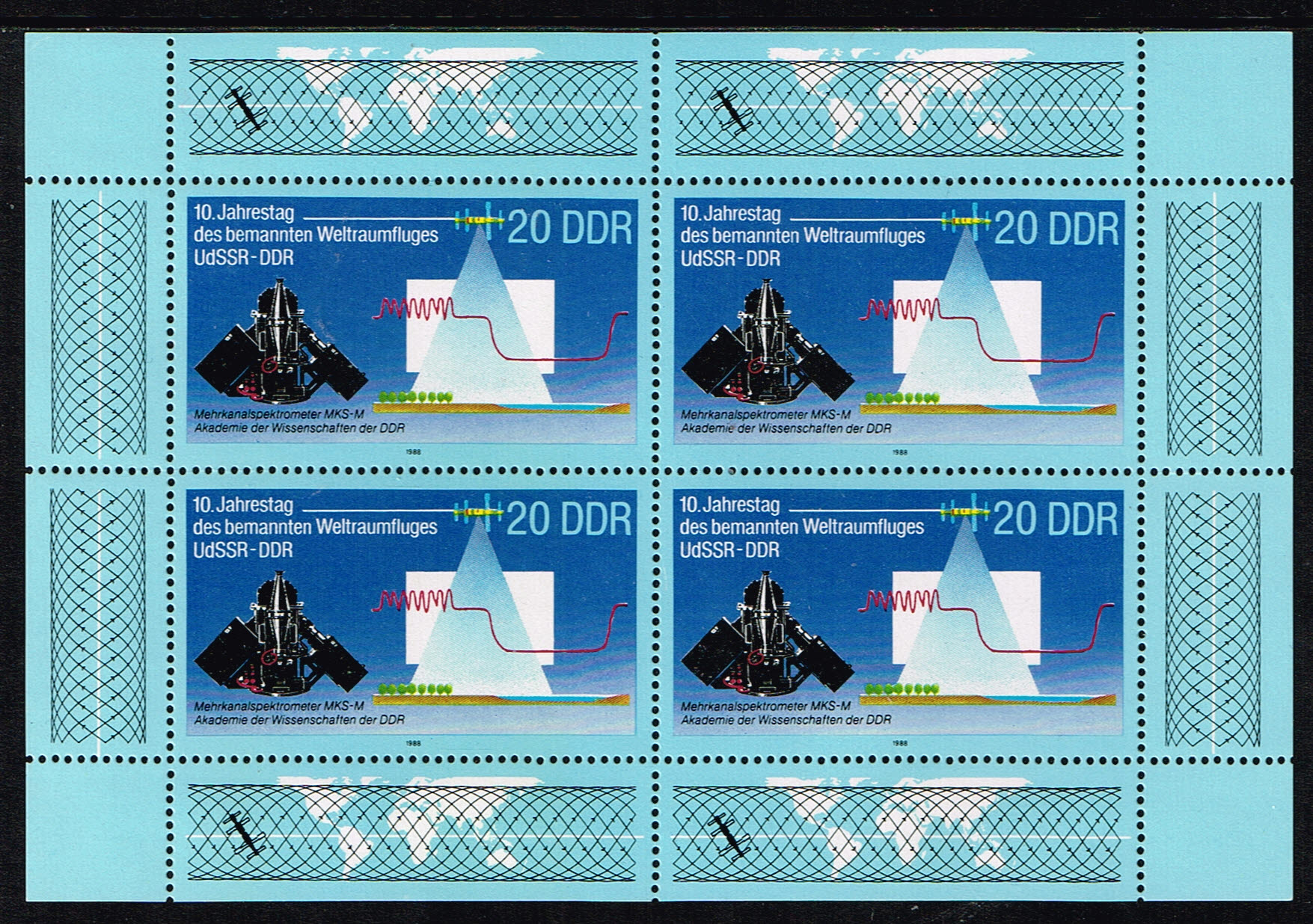 Duitsland (DDR) 1988 blok Jahrestag des gemeinsamen Weltraumfluges nr 3191