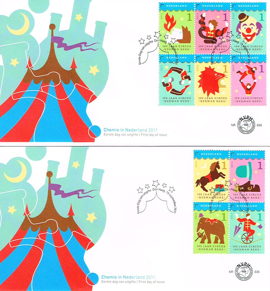 Nederland 2011 FDC 100 jaar Circus Herman Renz onbeschreven E636