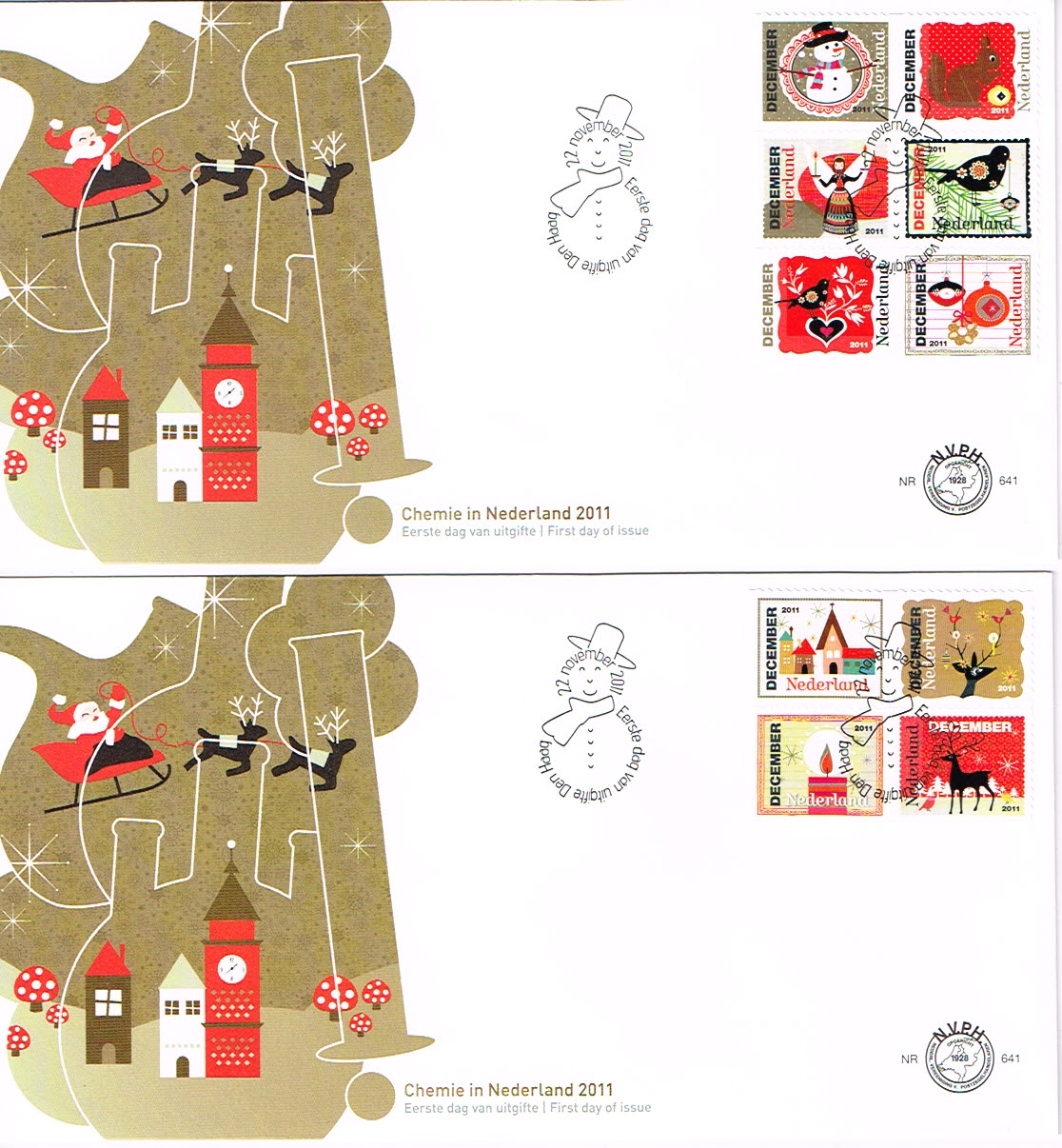 Nederland 2011 FDC Decemberzegels onbeschreven E641