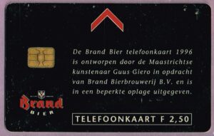 Telefoonkaart Nederland 1996 PTT Telecom Brand Bier C808061003 achterkant