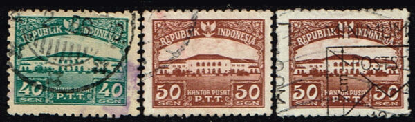 Indonesië 1953 Frankeerzegels Postkantoren Michel 103-105