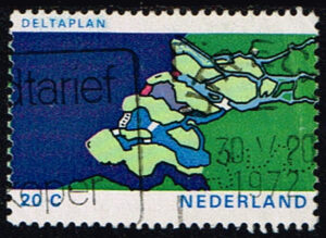 Nederland 1972 Deltawerken gestempeld NVPH 1002
