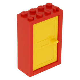 Lego onderdeel Blokje Brick 4130c03 deurframe rood deur geel 2 x 4 x 5