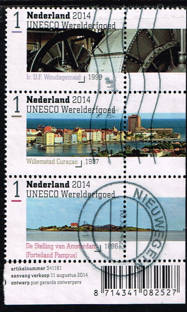Nederland 2014 Nederlands Werelderfgoed gestempeld NVPH 3214-3216-3218