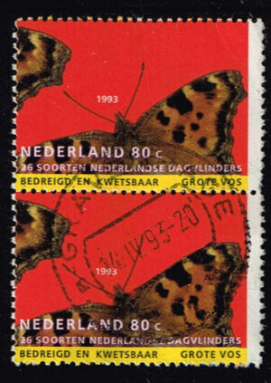 Postzegeluitgifte Nederland 1993 Grote Vos strook van 2 waarde 2x80 cent